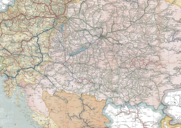 mappa della rete ferroviaria dell'impero austroungarico nel 1911