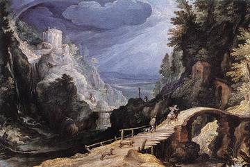 Paul Bril, Scena di montagna, ca. 1599 (Museo Wallraf Richartz, Colonia, Germania) – Wikimedia Commons