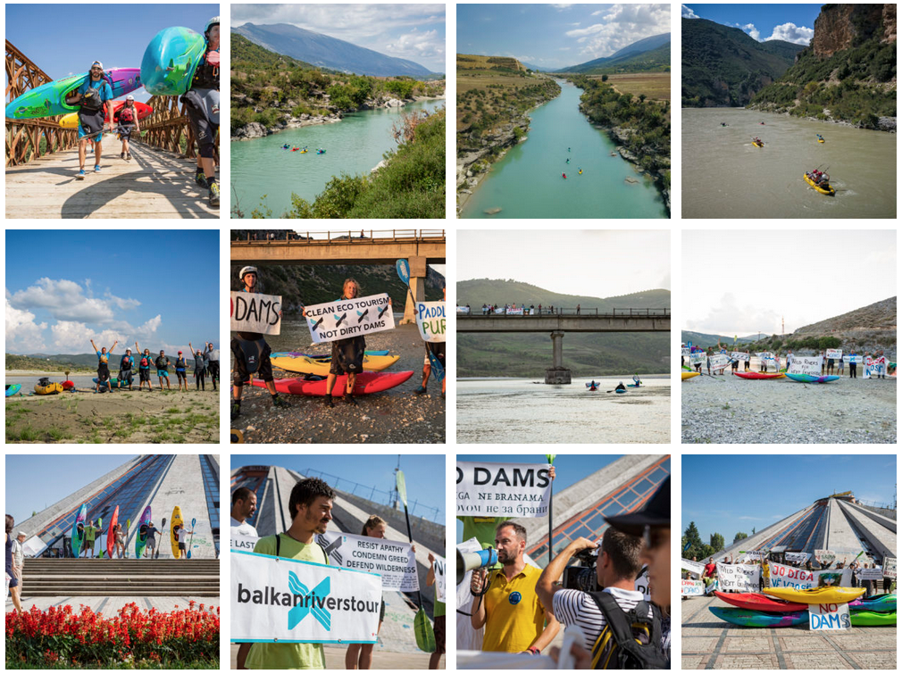 Un collage di foto da una pagina del portale di Balkan River Defence